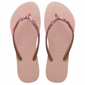 NWT Havaianas Sparkling Pink Slim Flip flops size 6